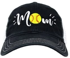 Ann Arbor T-shirt Co. Softball Mom Hat | Cute Team Color Fan Cap For Women Black Red Blue Green Purple - Black