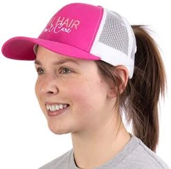 Boat Hair, Don't Care | Ponytail Trucker Hat, Boating Lake Cute Pony Tail Cap - Pink