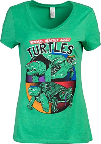 Normal Healthy Adult Turtles | Funny Ninja Humor 90s Teenage Joke Women Mutant V-Neck T-Shirt-(Vneck,3XL) Vintage Green 3 Normal Healthy Adult Turtles | Funny Ninja Humor 90s Teenage Joke Women Mutant V-Neck T-Shirt-(Vneck,3XL) Vintage Green