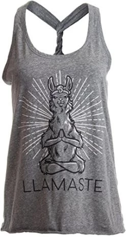 Llamaste | Cute, Funny Yoga Llama Namaste Workout Racerback Tank Top For Women