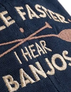 Ann Arbor T-shirt Co. Paddle Faster, I Hear Banjos | Funny Camping, River Rafting Canoe Kayak Baseball Cap Dad Hat Navy Blue -T-Shirt Store 51SwEXViXCL