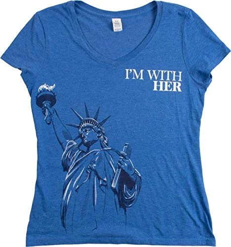 I'm With Her Statue Of Liberty | Funny Liberal Progressive Protest March T-Shirt-(Vneck,2XL) 3 I'm With Her Statue Of Liberty | Funny Liberal Progressive Protest March T-Shirt-(Vneck,2XL)