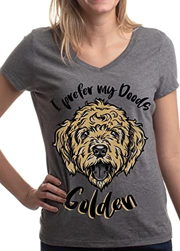 I Prefer My Doods Golden | Funny Goldendoodle Golden Doodle Dog V-Neck T-Shirt-(Vneck,XL) 3 I Prefer My Doods Golden | Funny Goldendoodle Golden Doodle Dog V-Neck T-Shirt-(Vneck,XL)