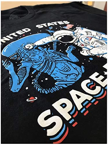 U.S. Space Force | United States American Military Alien Fight Men Women T-Shirt-(Adult,M) Black 6 U.S. Space Force | United States American Military Alien Fight Men Women T-Shirt-(Adult,M) Black - Image 4