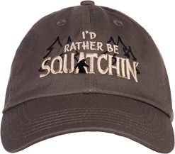 I'd Rather Be Squatchin' | Funny Official Gone Bigfoot Sasquatch Hunter Baseball Dad Hat Olive