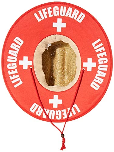 Lifeguard Straw Hat | Professional Beach Guard Red Sun Cap Men Women Costume Uniform - Red 5 Lifeguard Straw Hat | Professional Beach Guard Red Sun Cap Men Women Costume Uniform - Red - Image 3