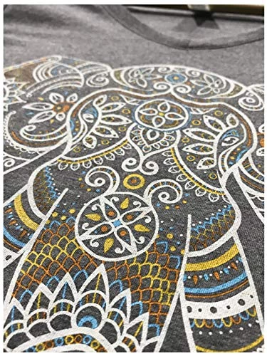 Elephant Aesthetic | Ornate Stylized Line Art Yoga V-Neck T-Shirt For Women 7 Elephant Aesthetic | Ornate Stylized Line Art Yoga V-Neck T-Shirt For Women - Image 5