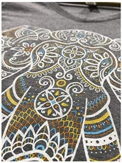 Elephant Aesthetic | Ornate Stylized Line Art Yoga V-Neck T-Shirt For Women -T-Shirt Store 61WrowcYkGL