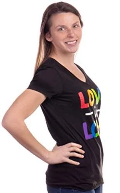 Love Is Love | Lesbian Gay Bisexual Transgender Ally Progressive LGBTQ Women V-Neck T-Shirt Top 10 Love Is Love | Lesbian Gay Bisexual Transgender Ally Progressive LGBTQ Women V-Neck T-Shirt Top -T-Shirt Store 31re3AifqqL