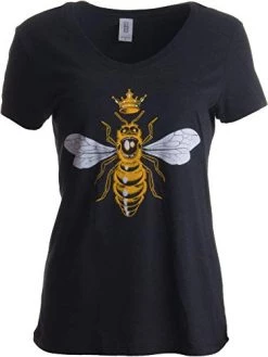 Queen Bee | Funny, Cute, Cool Boss Lady Crown Alpha Top, Women's V-Neck T-Shirt