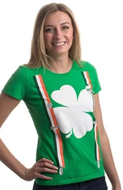 St. Patrick's Day Shamrock Suspenders | Funny St. Paddy Irish Women's T-Shirt -T-Shirt Store 413oGiOvg2L