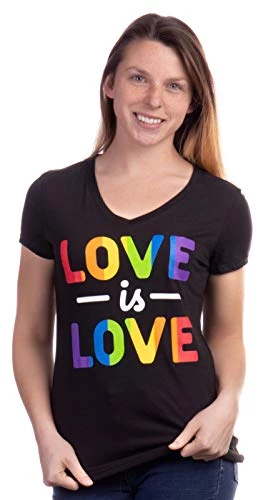 Love Is Love | Lesbian Gay Bisexual Transgender Ally Progressive LGBTQ Women V-Neck T-Shirt Top 4 Love Is Love | Lesbian Gay Bisexual Transgender Ally Progressive LGBTQ Women V-Neck T-Shirt Top - Image 2