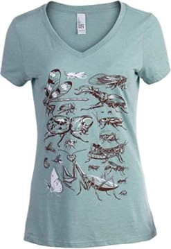 Bug Party | Cool Insect Art Beetle Bees Science Teacher Biology Women V-Neck Shirt Top-(Vneck,S)