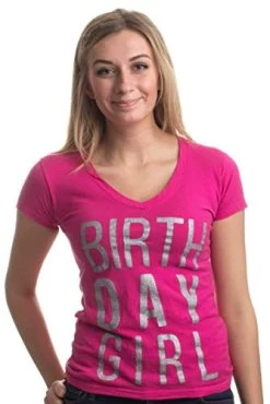 Birthday Girl | Black Or Pink Cute Sexy B-Day Bar Crawl Party V-Neck T-Shirt