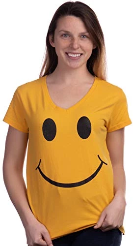 Smiley Face | Cute, Fun, Funny Happy Optimist Teacher Child Care Worker Mom V-Neck Yellow T-Shirt For Women - (Vneck,M) 4 Smiley Face | Cute, Fun, Funny Happy Optimist Teacher Child Care Worker Mom V-Neck Yellow T-Shirt For Women - (Vneck,M) - Image 2