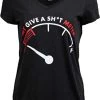 My Give A Sht Meter Is Empty | Funny Sarcastic Saying Joke Sarcasm Women's V-Neck T-Shirt-(Vneck,L) Black