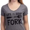 Life Is Soup, I Am Fork | Funny Sarcastic Saying Sarcasm Comment Phrase Women V-Neck Top T-Shirt-(Vneck,M) -T-Shirt Store 41Tg6J6K1rL