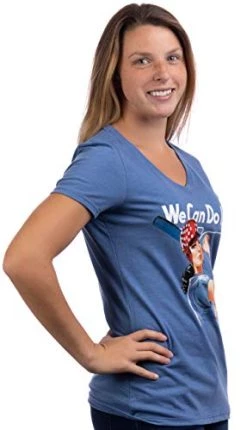 Rosie The Softball Player | Funny Cute Fun Slowpitch Fastpitch V-Neck T-Shirt Top For Women-(Vneck,M) Vintage Blue -T-Shirt Store 41WaNA5tfQL