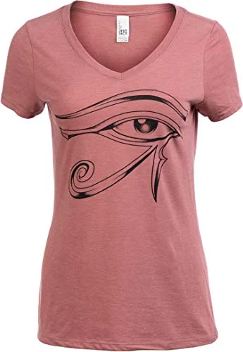 Eye Of Horus | Ancient Egyptian Amulet Hieroglyph Symbol Spiritual V-Neck T-Shirt Top For Women 3 Eye Of Horus | Ancient Egyptian Amulet Hieroglyph Symbol Spiritual V-Neck T-Shirt Top For Women
