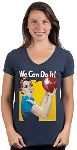 Rosie The Bowler | Funny Bowling Ball Team Uniform Fun V-Neck T-Shirt For Women 3 Rosie The Bowler | Funny Bowling Ball Team Uniform Fun V-Neck T-Shirt For Women