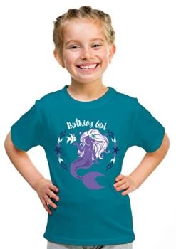 Birthday Girl Mermaid | Mermaid B-Day Party Cute Girly Top, Girl's Unisex T-Shirt - (Youth,S) Teal