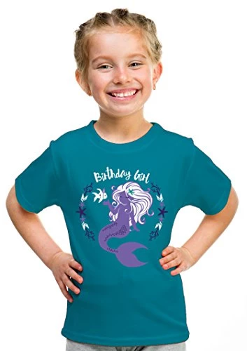Birthday Girl Mermaid | Mermaid B-Day Party Cute Girly Top, Girl's Unisex T-Shirt - (Youth,S) Teal 3 Birthday Girl Mermaid | Mermaid B-Day Party Cute Girly Top, Girl's Unisex T-Shirt - (Youth,S) Teal