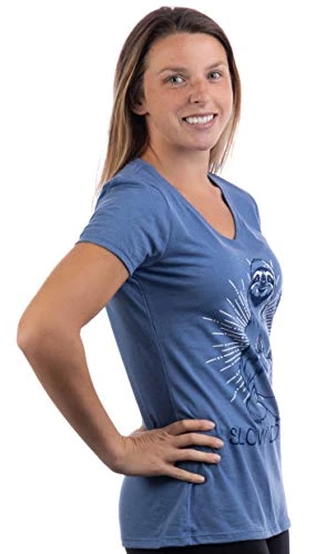 Slow Down Yoga Sloth | Cute Funny Namaste Mindful Workout V-Neck T-Shirt Top For Women 4 Slow Down Yoga Sloth | Cute Funny Namaste Mindful Workout V-Neck T-Shirt Top For Women - Image 2