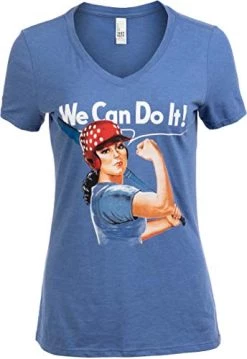 Rosie The Softball Player | Funny Cute Fun Slowpitch Fastpitch V-Neck T-Shirt Top For Women-(Vneck,M) Vintage Blue