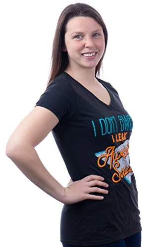 I Don't Sweat, I Leak Awesome Sauce | Funny Workout Work Out Exercise Women's V-Neck Graphic T-Shirt Top-(Vneck,S) Vintage Black 5 I Don't Sweat, I Leak Awesome Sauce | Funny Workout Work Out Exercise Women's V-Neck Graphic T-Shirt Top-(Vneck,S) Vintage Black - Image 3