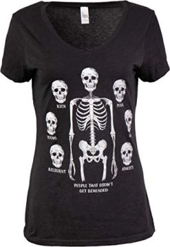 People That Didn't Get Beheaded | Funny Dark Humor Skull Joke Sarcastic Saying Attitude T-Shirt For Women-(Vneck,2XL) Vintage Black