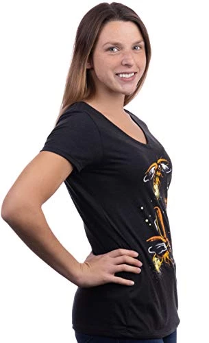 Fireflies | Lightning Bug Firefly Nature Art Insect Fire Fly V-Neck T-Shirt For Women-(Vneck,XL) Vintage Black 5 Fireflies | Lightning Bug Firefly Nature Art Insect Fire Fly V-Neck T-Shirt For Women-(Vneck,XL) Vintage Black - Image 3