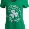 I'll Shamrock Your World | Funny St Pat's Paddy Patrick V-Neck T-Shirt For Women