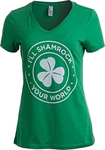 I'll Shamrock Your World | Funny St Pat's Paddy Patrick V-Neck T-Shirt For Women 2 I'll Shamrock Your World | Funny St Pat's Paddy Patrick V-Neck T-Shirt For Women