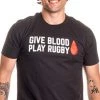 Give Blood, Play Rugby | Funny Rugby Player Rugger League Union Humor T-Shirt