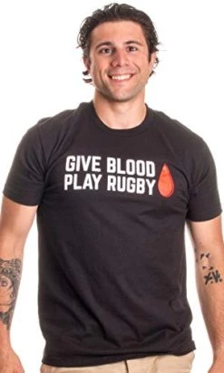 Give Blood, Play Rugby | Funny Rugby Player Rugger League Union Humor T-Shirt
