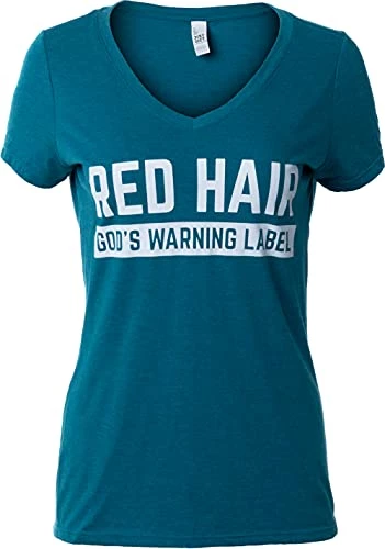 Red Hair: God's Warning Label | Funny Ginger Pride, Sassy Redhead Joke V-Neck T-Shirt For Women-(Vneck,2XL) 3 Red Hair: God's Warning Label | Funny Ginger Pride, Sassy Redhead Joke V-Neck T-Shirt For Women-(Vneck,2XL)