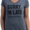 Sorry I'm Late, My Husband Had To Poop | Funny Wife Marriage Women's Joke V-Neck T-Shirt Top-(Vneck,S) Heather Grey -T-Shirt Store 41zcaxoxdtL