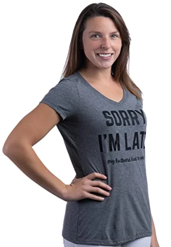 Sorry I'm Late, My Husband Had To Poop | Funny Wife Marriage Women's Joke V-Neck T-Shirt Top-(Vneck,S) Heather Grey 5 Sorry I'm Late, My Husband Had To Poop | Funny Wife Marriage Women's Joke V-Neck T-Shirt Top-(Vneck,S) Heather Grey - Image 3