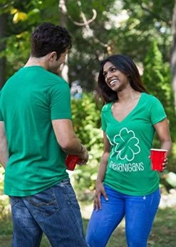 I Shamrock Shenanigans | Cute, Funny St. Patrick's Day Women's Green Deep V-Neck -T-Shirt Store 514rQ11helL