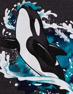 Orca Illustration | Cute Cool Ocean Wildlife Killer Whale Sea V-Neck T-Shirt Top For Women-(Vneck,M) Vintage Black -T-Shirt Store 51a6LfQfLHL