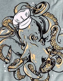Octopus Chef | Funny Restaurant Joke Kitchen Staff Cook Cooking Humor Cute Graphic V-Neck T-Shirt For Women-(Vneck,L) -T-Shirt Store 616AKXpguuL