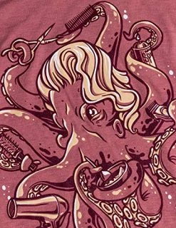 Octopus Hair Stylist | Funny Hairdresser Joke Hairdressing Dressing Humor Cute Graphic V-Neck T-Shirt For Women-(Vneck,L) -T-Shirt Store 61FuTMZUxiL